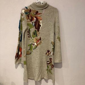 Anthropologie Embroidered Petals Swing Dress